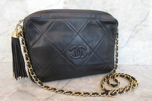 CHANEL/シャネル ココマークフリンジチェーンショルダーバッグ ラムスキン ブラック/ゴールド金具 ショルダーバッグ 700070155