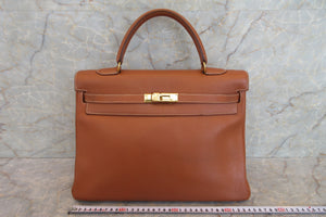 HERMES／エルメス ケリー35 トリヨンクレマンス ブラウン □A刻印 ショルダーバッグ 600110209