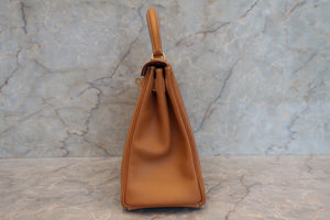 HERMES KELLY 28 Box carf leather Natural □A Engraving Hand bag 700060053
