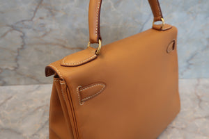 HERMES KELLY 28 Box carf leather Natural □A Engraving Hand bag 700060053
