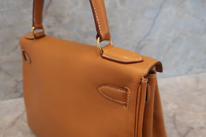 HERMES KELLY 28 Box carf leather Natural □A Engraving Hand bag 700060053