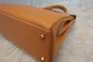 HERMES KELLY 28 Box carf leather Natural □A Engraving Hand bag 700060053