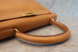HERMES KELLY 28 Box carf leather Natural □A Engraving Hand bag 700060053