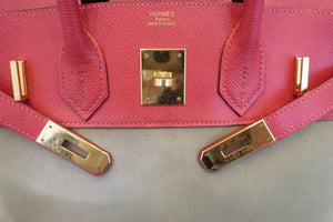 HERMES／エルメス バーキン30 トワルオフィシェ/クシュベル カーキ/ルージュヴィフ □H刻印 ハンドバッグ 700070284
