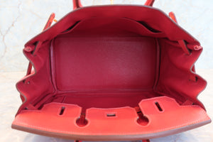 HERMES／エルメス バーキン30 トワルオフィシェ/クシュベル カーキ/ルージュヴィフ □H刻印 ハンドバッグ 700070284