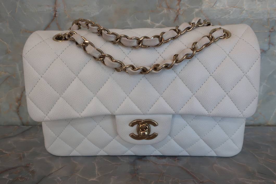 CHANEL/香奈儿 CF 双盖 双链 肩背包 荔枝皮 White/Gold hadware(白色/金色金属) 肩背包  600080027