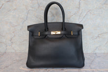 将图片加载到图库查看器，HERMES BIRKIN 35 Clemence leather Black □B刻印 Hand bag 600100047
