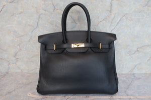 HERMES BIRKIN 35 Clemence leather Black □B刻印 Hand bag 600100047