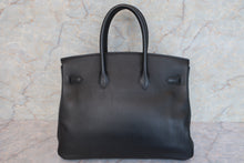 将图片加载到图库查看器，HERMES BIRKIN 35 Clemence leather Black □B刻印 Hand bag 600100047
