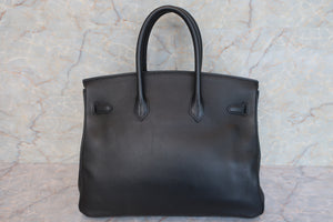 HERMES BIRKIN 35 Clemence leather Black □B刻印 Hand bag 600100047