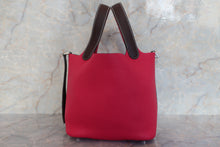 将图片加载到图库查看器，HERMES PICOTIN LOCK CASAQUE PM Clemence leather Framboise/Rouge sellier Z刻印 Hand bag 600110155
