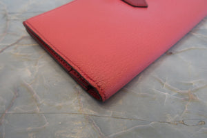 HERMES／エルメス ベアンスフレ シェーブル ローズリップスティック/ルージュカザック □Q刻印 財布 700030151