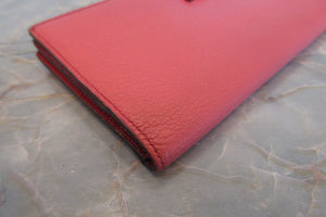 HERMES／エルメス ベアンスフレ シェーブル ローズリップスティック/ルージュカザック □Q刻印 財布 700030151