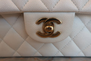 CHANEL/香奈儿 CF 双盖 双链 肩背包 荔枝皮 White/Gold hadware(白色/金色金属) 肩背包  600080027