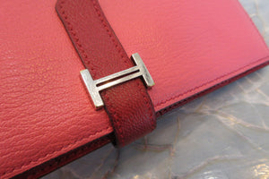 HERMES／エルメス ベアンスフレ シェーブル ローズリップスティック/ルージュカザック □Q刻印 財布 700030151
