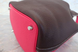 HERMES PICOTIN LOCK CASAQUE PM Clemence leather Framboise/Rouge sellier Z刻印 Hand bag 600110155