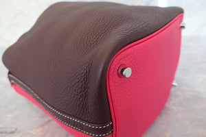 HERMES PICOTIN LOCK CASAQUE PM Clemence leather Framboise/Rouge sellier Z刻印 Hand bag 600110155