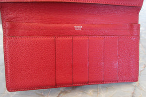HERMES／エルメス ベアンスフレ シェーブル ローズリップスティック/ルージュカザック □Q刻印 財布 700030151