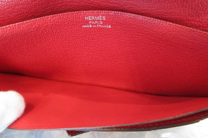 HERMES／エルメス ベアンスフレ シェーブル ローズリップスティック/ルージュカザック □Q刻印 財布 700030151