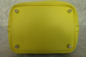 HERMES PICOTIN LOCK PM Clemence leather Lime Y Engraving Hand bag 600120016