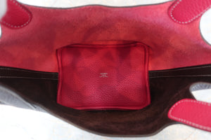 HERMES PICOTIN LOCK CASAQUE PM Clemence leather Framboise/Rouge sellier Z刻印 Hand bag 600110155