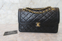 Load image into Gallery viewer, CHANEL Paris Limited Matelasse double flap chain shoulder bag Lambskin Black/Gold hadware Shoulder bag 700090092
