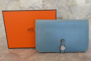 HERMES／エルメス ドゴンGM トリヨンクレマンス ブルージーン □J刻印 財布 700050245