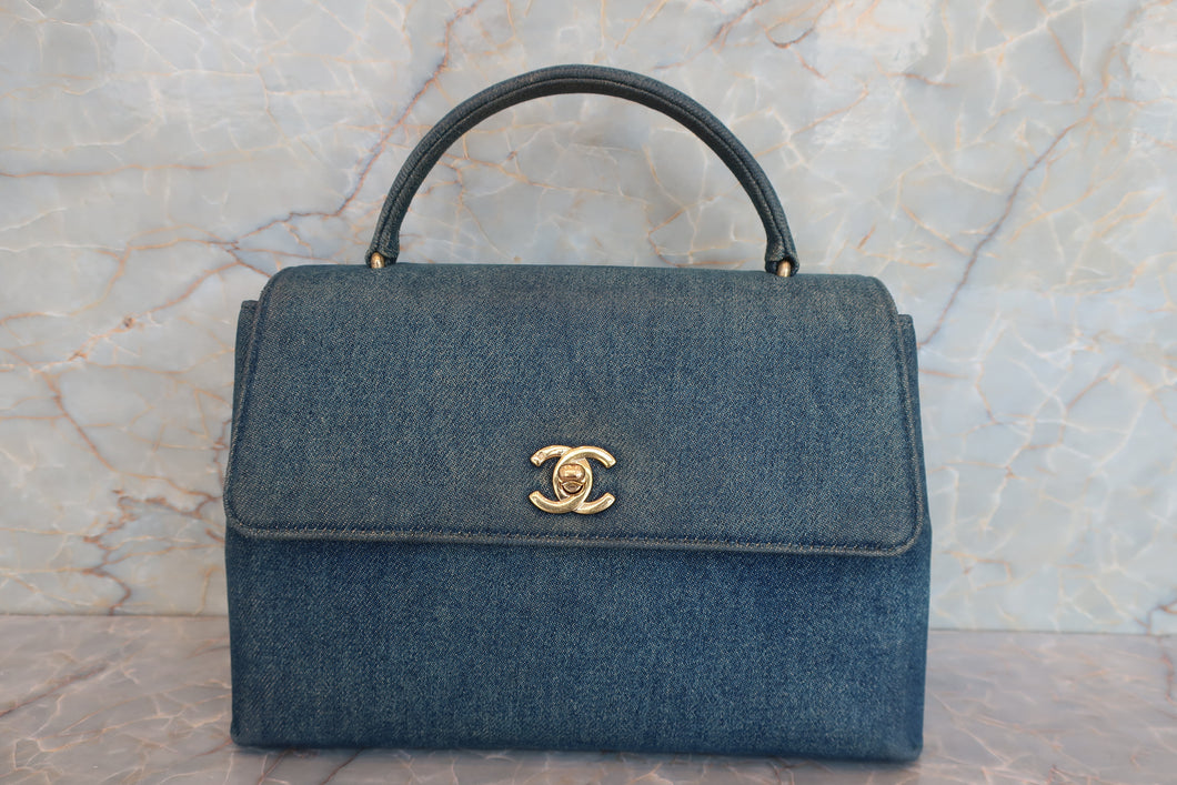 CHANEL/シャネル ココマーク台形ハンドバッグ デニム ブルー/ゴールド金具 ハンドバッグ 700060234