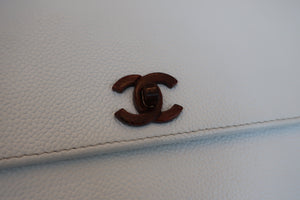 CHANEL/シャネル 台形ハンドバッグ キャビアスキン/プラスチック ホワイト/ゴールド金具 ハンドバッグ 500050069