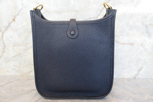 HERMES  EVELYNE TPM Clemence leather Blue nuit Z Engraving Shoulder bag 700010167