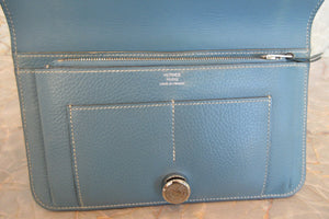 HERMES／エルメス ドゴンGM トリヨンクレマンス ブルージーン □J刻印 財布 700050245