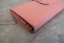 将图片加载到图库查看器，HERMES  Bearn Soufflet Epsom leather Rose confetti T刻印 Wallet 700120187
