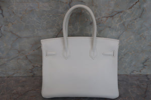HERMES／エルメス バーキンクラブ30 トリヨンクレマンス/リザード ホワイト/パールグレー/サンギーヌ □O刻印 ハンドバッグ 700030205