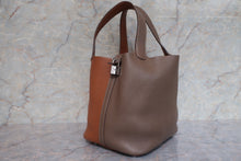 将图片加载到图库查看器，HERMES PICOTIN LOCK CASAQUE MM Clemence leather Etoupe gray/Gold □P刻印 Hand bag 600100112
