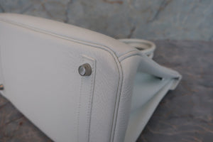 HERMES／エルメス バーキンクラブ30 トリヨンクレマンス/リザード ホワイト/パールグレー/サンギーヌ □O刻印 ハンドバッグ 700030205