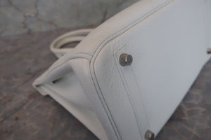 HERMES／エルメス バーキンクラブ30 トリヨンクレマンス/リザード ホワイト/パールグレー/サンギーヌ □O刻印 ハンドバッグ 700030205