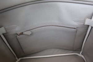 HERMES／エルメス バーキンクラブ30 トリヨンクレマンス/リザード ホワイト/パールグレー/サンギーヌ □O刻印 ハンドバッグ 700030205