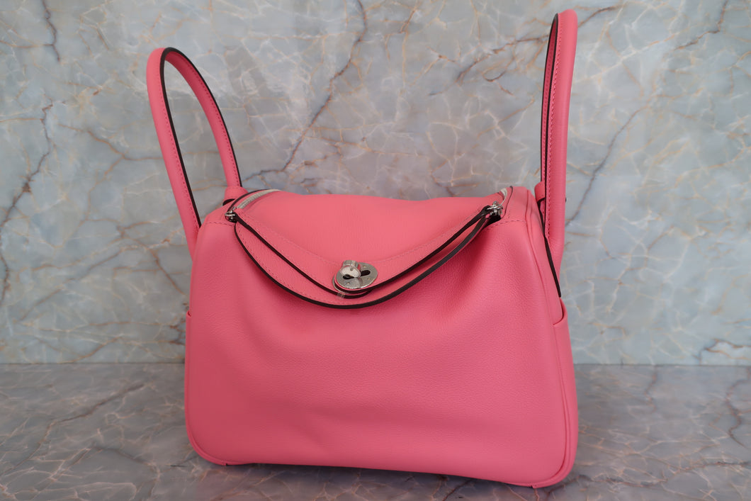 HERMES LINDY 26 Evercolor leather Rose azalee A Engraving Shoulder bag 700070292