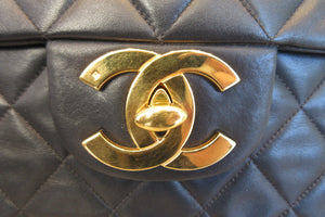 CHANEL/シャネル デカマトラッセシングルフラップチェーンショルダーバッグ ラムスキン ブラック/ゴールド金具 ショルダーバッグ 600120024