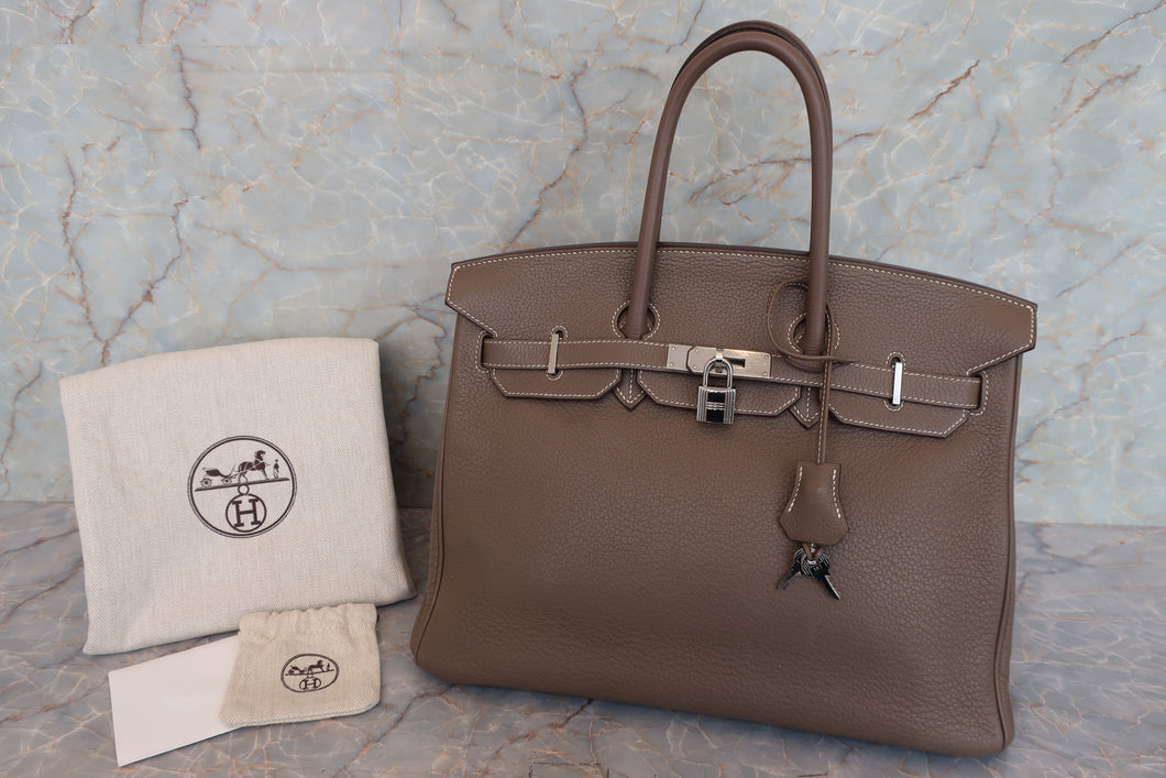 HERMES／エルメス バーキン35 トリヨンクレマンス エトゥープ □M刻印 ハンドバッグ 700060291