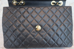 CHANEL/香奈儿 大号CF 单盖 链条包 羊皮 Black/Gold hadware(黑色/金色金属) 肩背包 600060188