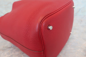 HERMES PICOTIN MM Clemence leather Rouge garance □L Engraving Hand bag 600080044