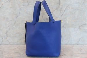 HERMES PICOTIN LOCK MM Clemence leather Blue electric C刻印 Hand bag 600050079