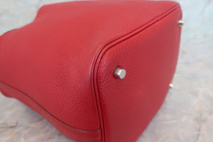 HERMES PICOTIN MM Clemence leather Rouge garance □L Engraving Hand bag 600080044