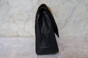 CHANEL Matelasse double flap chain shoulder bag Lambskin Black/Gold hadware Shoulder bag 700100073
