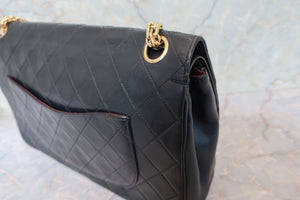 CHANEL Matelasse double flap chain shoulder bag Lambskin Black/Gold hadware Shoulder bag 700100073