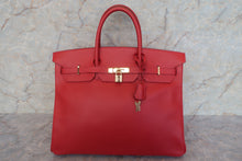 将图片加载到图库查看器，HERMES BIRKIN 40 Ardennes leather Rouge vif □C刻印 Hand bag 600110159
