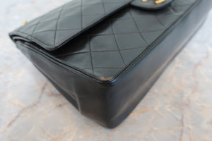 CHANEL Matelasse double flap chain shoulder bag Lambskin Black/Gold hadware Shoulder bag 700100073