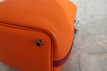 将图片加载到图库查看器，HERMES PICOTIN LOCK TOUCH PM Clemence leather/Swift leather Orange/Rouge Grenet X刻印 Hand bag 600100116
