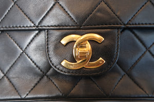 CHANEL Matelasse double flap chain shoulder bag Lambskin Black/Gold hadware Shoulder bag 700100073